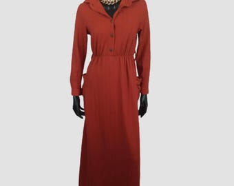 Vintage Brown Button-front Dress | Romantic Long Sleeve Midi | Soft Fabric, Cottagecore Charm - Etsy Vintage Brown Button-front Dress | Romantic Long Sleeve Midi | Soft Fabric, Cottagecore Charm - Etsy