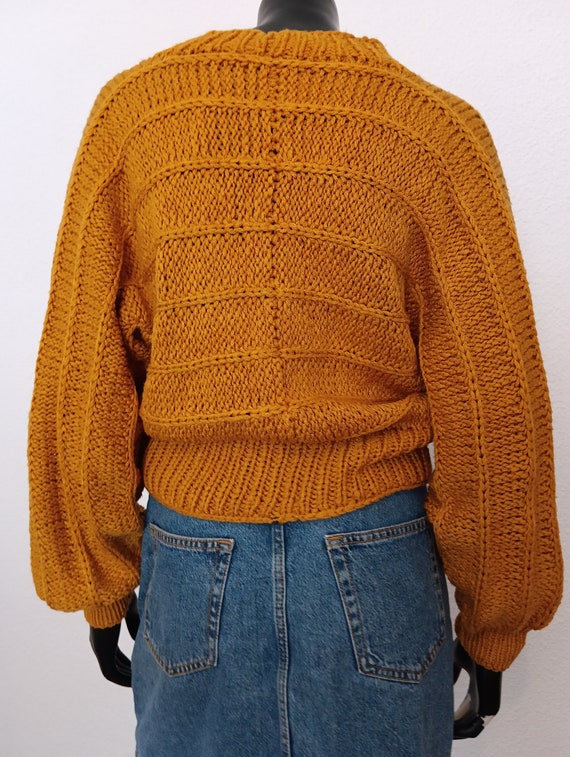 Vintage 80s thick mustard chunky yellow hand knit… - image 7