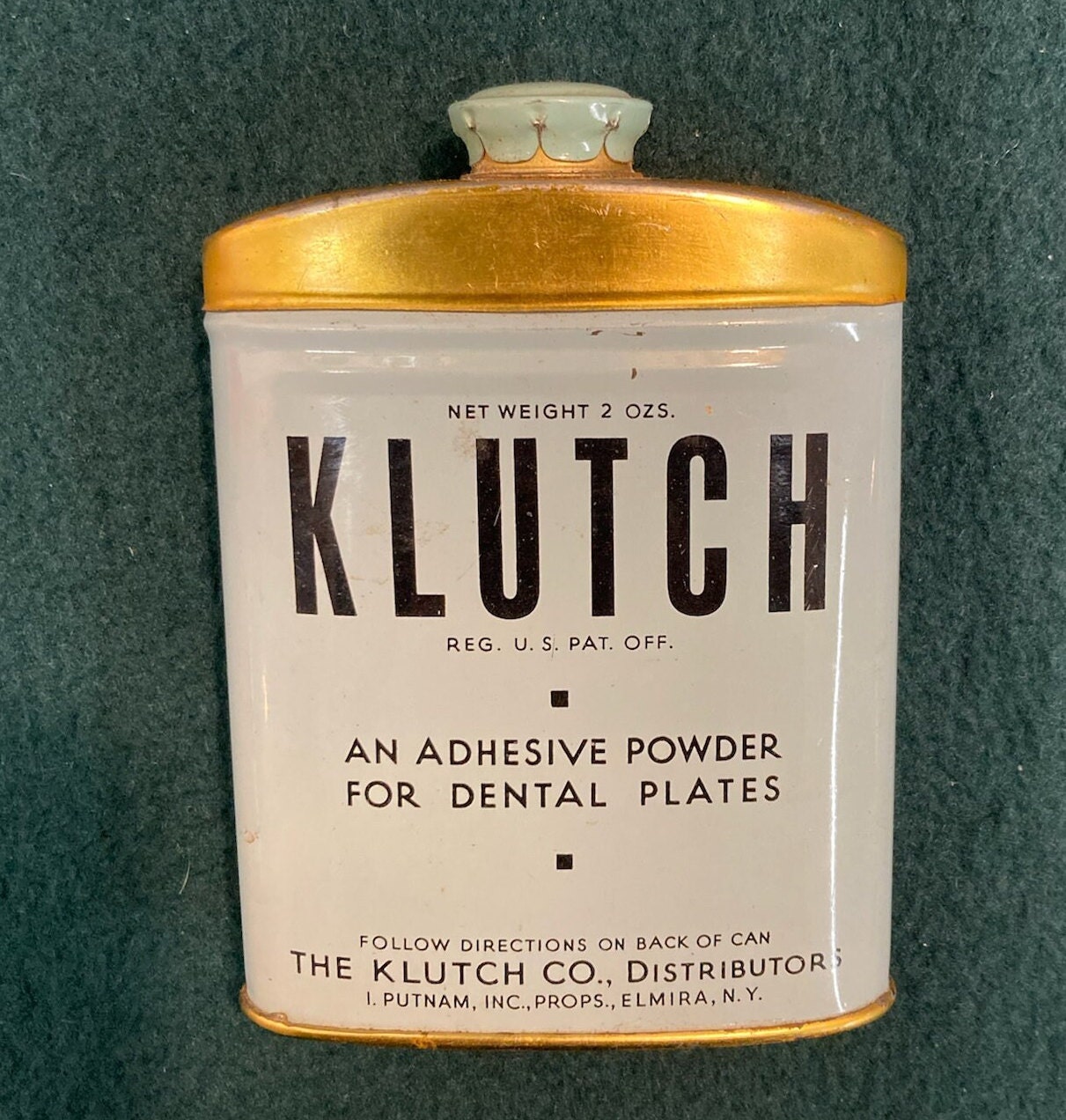 Vintage Klutch Denture Adhesive Tin Etsy