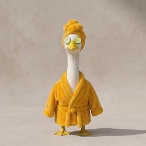 スパデイポーチ グース衣装 イエローフリースバスローブ＆ターバンセット 23インチ大型グース用 面白い芝生飾り装飾 グース愛好家へのギフト