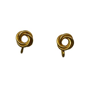Vintage Signed Record Love Knot 1/20 12K Gold Filled Screwback Earrings