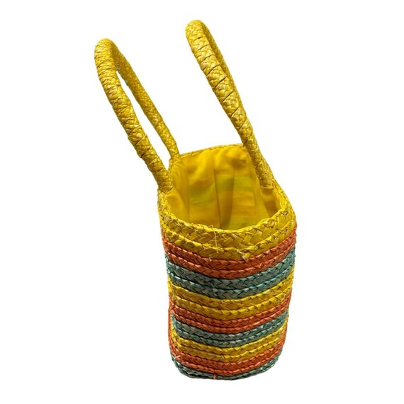 Hand Woven Small Boho Straw Raffia Tote Market Sh… - image 2