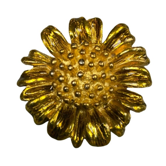 Broche Fleur Tournesol Luxueuse - Style Vintage, Dorée Et Strass - Matière Alliage Métal