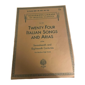 Twenty-Four Italian Songs and Arias Music Book, Vocal Medium High Voice, G Schirmer