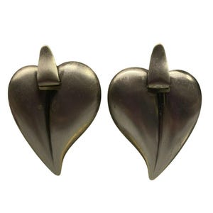 Vintage Silver tone Heart Shaped Pierced Earrings With Stud Backings