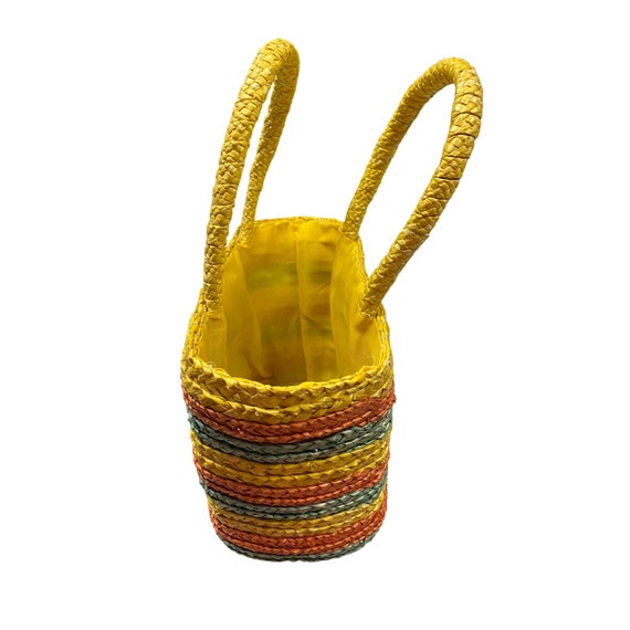 Hand Woven Small Boho Straw Raffia Tote Market Sh… - image 4