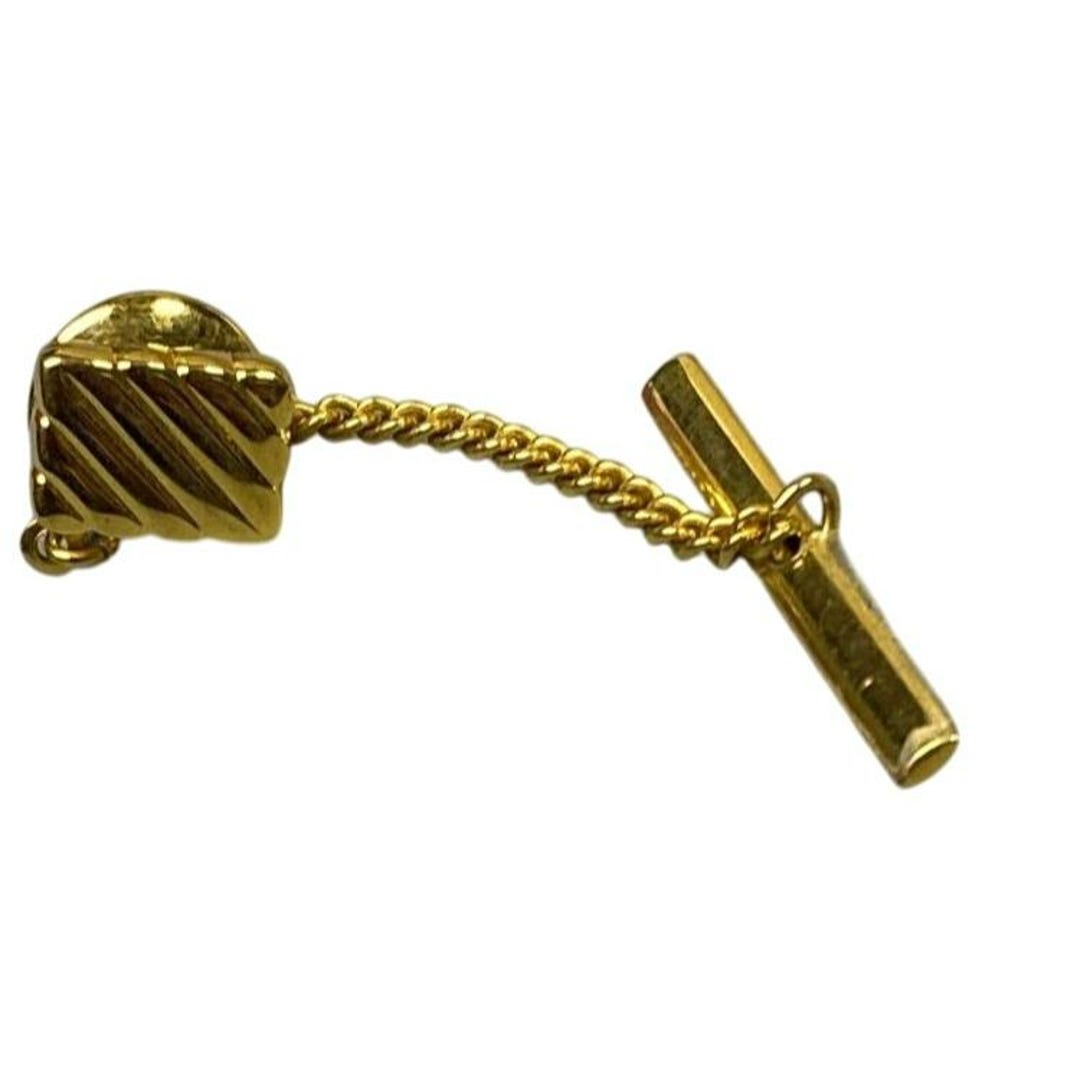 Pince à Cravate Vintage – Style Art Déco – Rayures Doré Et Argenté – Occasion Comme Neuve