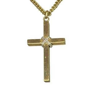 Gold Tone Cross Pendant Necklace With 18&quot; Chain