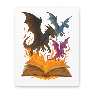 Fantasy Romantasy Dragon Canvas Art Print, Magical Wall Decor, Colorful Dragon Artwork, Dragon Lovers Gift, Mythical Creature Home Decor