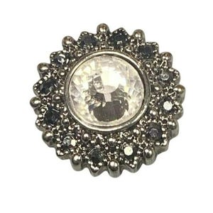 Ginger Snaps Silver & Rhinestone Snap Charm Button