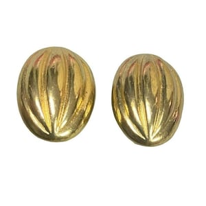 Vintage Gold-Tone Oval Dome Clip-On Earrings