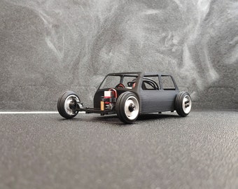 Custom Rat Rod Mini RC Car 1 28 Scale Unassembled Build Kit 89mm wheelbase