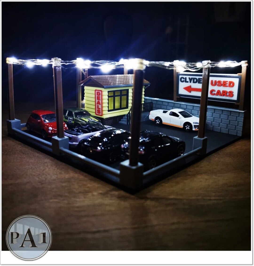 Used Car Dealership Diorama Display Compatible With 164 Diecast Hot