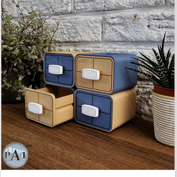 MINI Stackable Storage Drawers for Home or Office Desk Set of 3 All Black