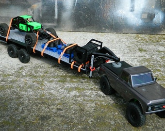High Clearance gooseneck trailer with ramps COMPATIBLE With SCX24 Axial RC Truck