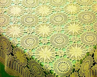 Crochet Tablecloth Pattern, vintage tablecloth crochet, table crochet accessories, lace edging crochet, lace runner crochet, vintage 1980s