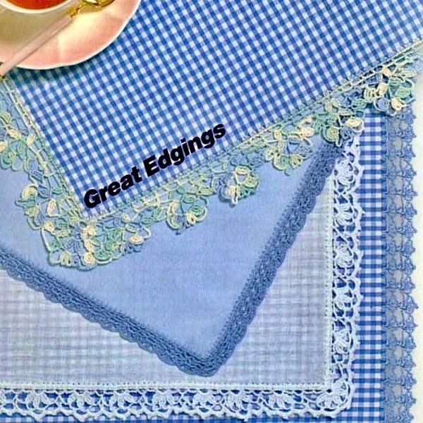 Crochet edging pattern, lace edging 4 patterns, crochet lace border, vintage pattern, vintage accessories