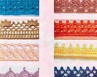 Edging CROCHET PATTERN, lace edging 12 charts in one pattern, vintage edging crochet pattern, crochet accessories, lace crochet decoration