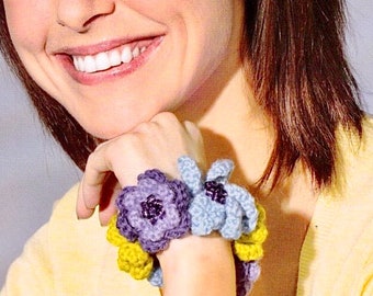 Patrón de pulsera de flores de ganchillo con cuentas (patrón en PDF)