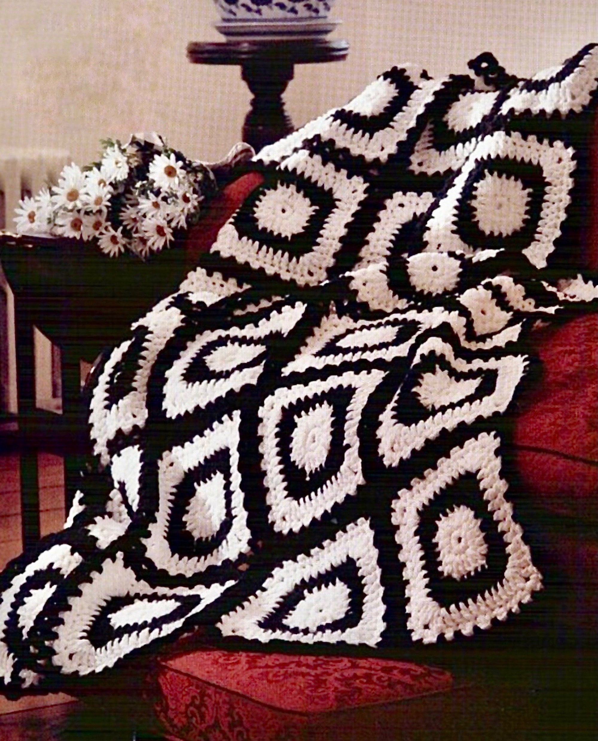 Blanket Afghan Crochet Pattern, Granny Square Domino Crochet