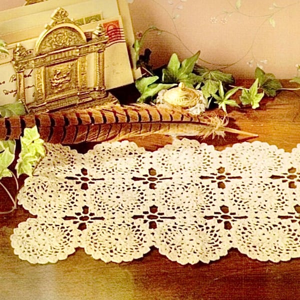 Crochet Runner Pattern, placemat crochet pattern, tablecloth crochet, table accessories crochet, table center crochet, vintage 1990s