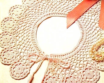 Lace Collar Crochet Pattern PDF, Floral Design Accessories Vintage Style (Instant Download)
