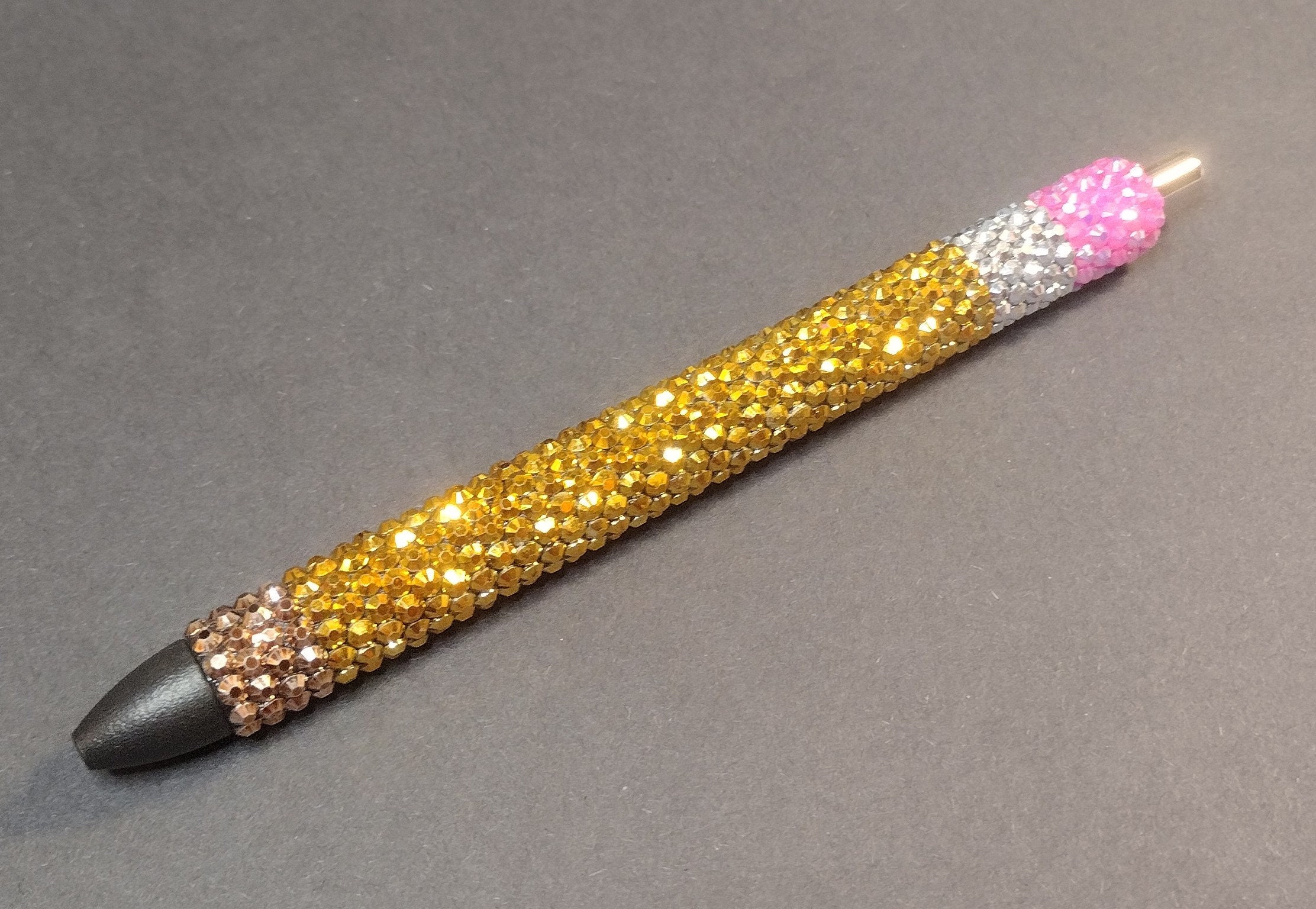Multi-Colored Hearts Glass Rhinestone Pen with Stylus