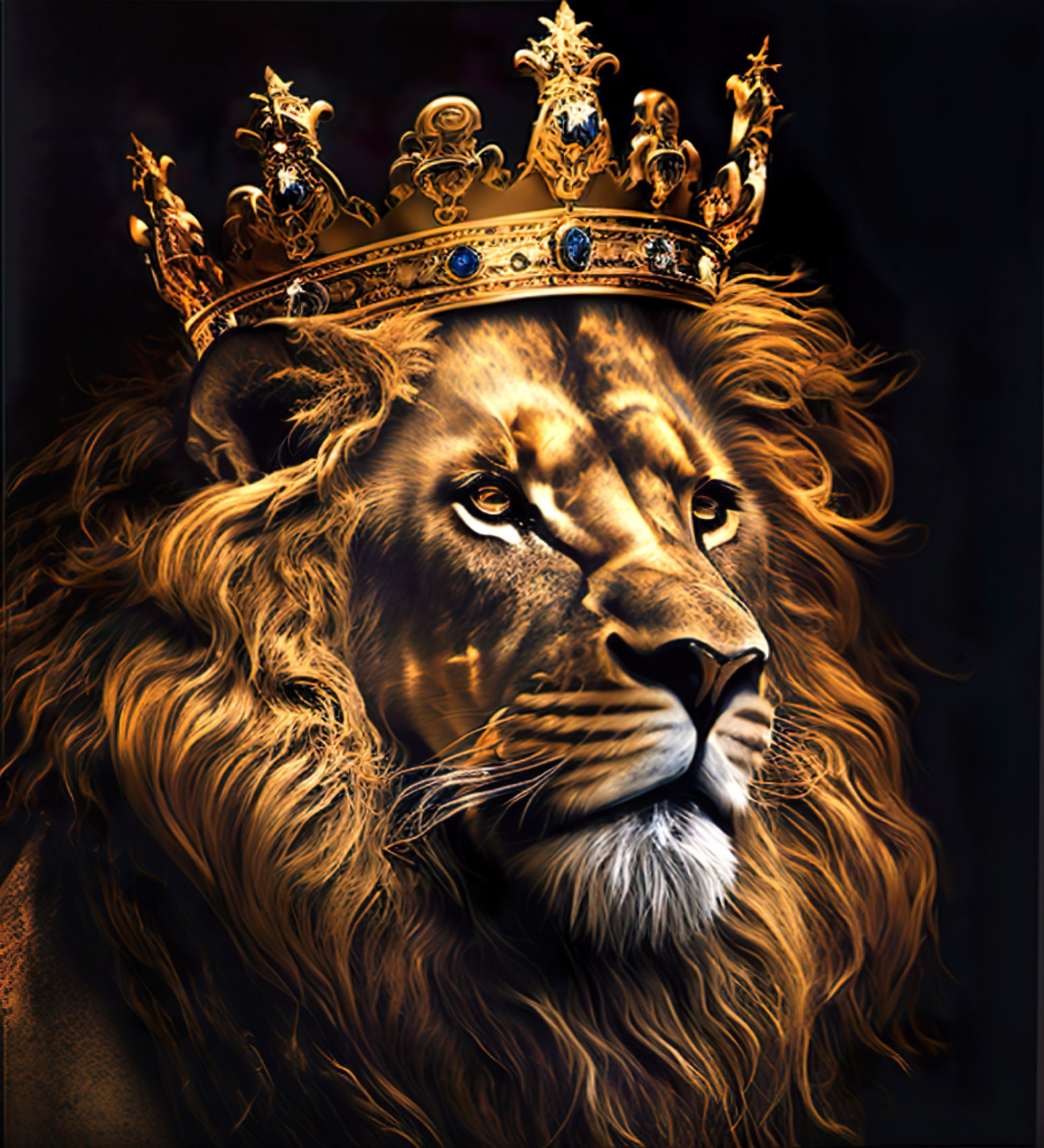 golden-lion-with-crown-print-ai-generated-art-interior-etsy