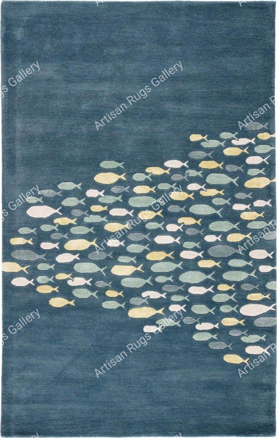Fish Themed Wool Area Rug: Hand-tufted Ocean Design - Etsy