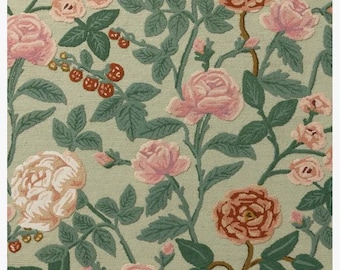 Floral Area Rug with Pink and Red Roses - Green Tufted Carpet for Bedroom, Living Room & Office 5x7, 8x10, 9x12 Sizes