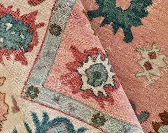 Hand Knotted Wool Oushak Rug, Muted Red Area Rug