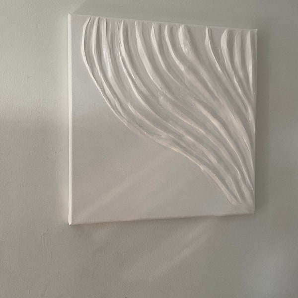 Clay art tableau relief blanc 30x30cm châssis entoilé