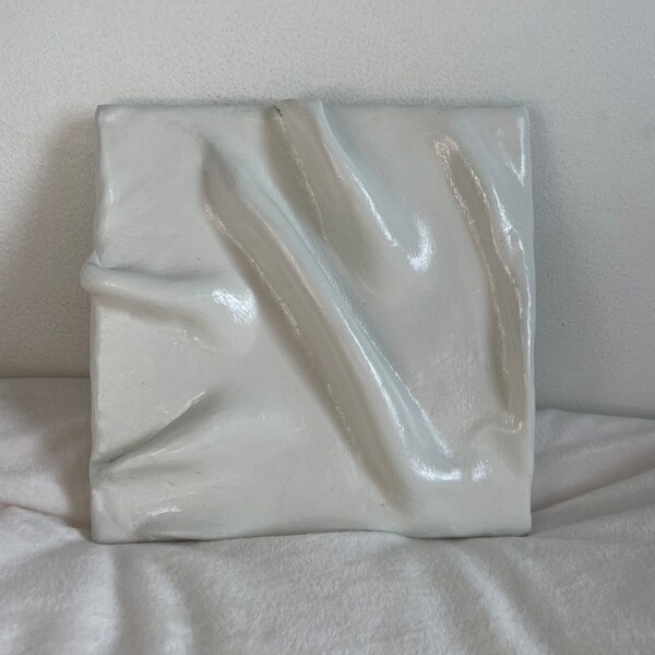 Clay art tableau relief beige 20x20cm