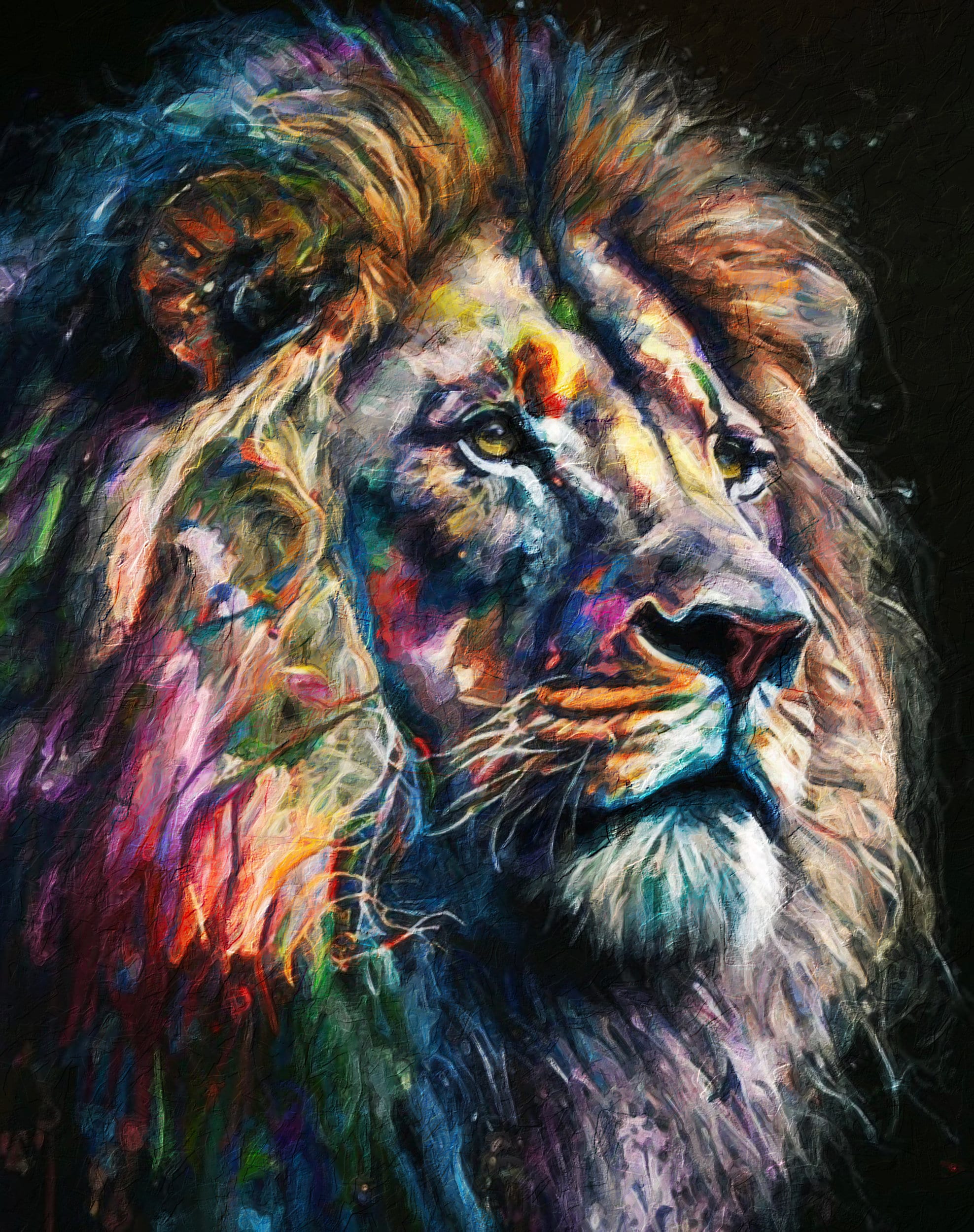 Colorful Lion Painting, Lion Art, Wildlife Art, Animal Art, Wall Art ...