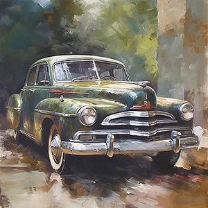 Classic Car Art, Vintage Car Art, Classic Car Painting, Vintage Car Painting, Man Cave Decor, Man Cave Art, Wall Art, Wall Decor