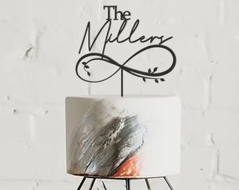 Personalized Infinity Symbol Wedding Cake Topper , Rustic Wedding Cake Topper , Mr and Mrs Cake Topper , Engagement Cake Topper