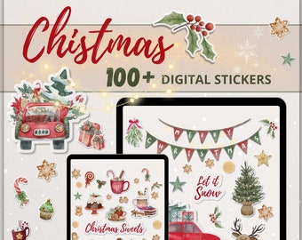 Christmas Digital Stickers for Goodnotes: Cozy Season for Winter Planner Holiday