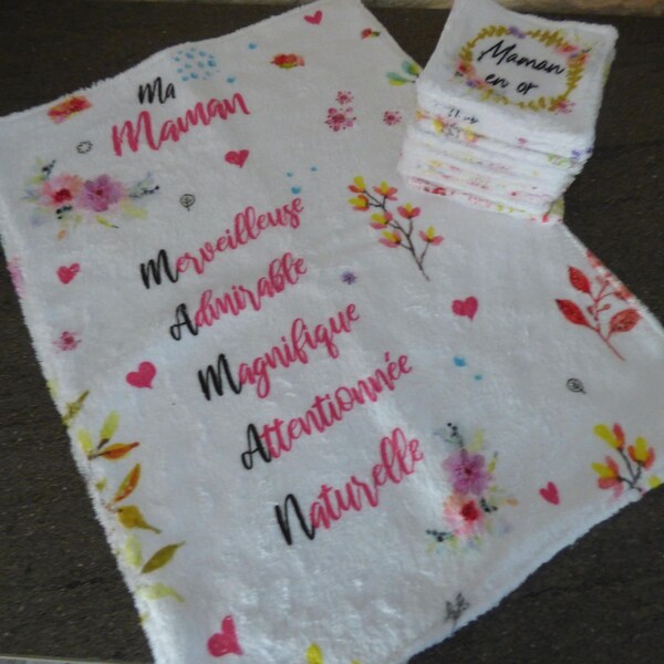 CADEAU MAMAN Ensemble serviette et lingettes MAMAN lavable zéro déchet