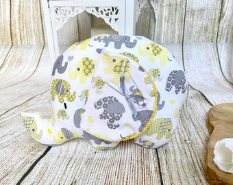 ELEPHANT yellow and gray in handmade fabric animal decoration in fabric