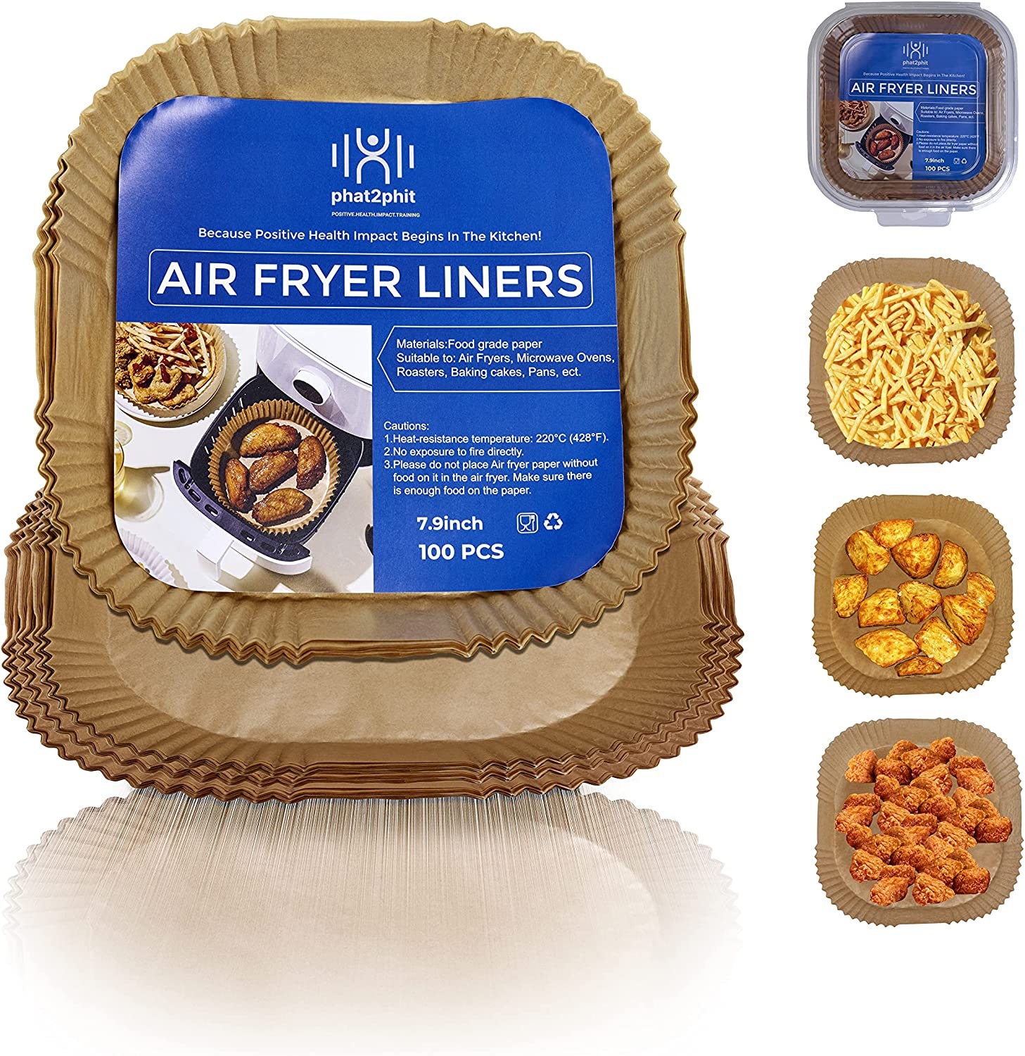 Air Fryer Parchment Paper, Air Fryer Liners Unbleached Air Fryer Filter Paper  Square Perforated Parchment Paper Bamboo Steamer Papers for Air Fryer and  Steaming Basket 