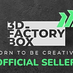 May include: The image features the logo for 3D Factory Box, with the text "3D-FACTORY BOX" in a white box, and a green arrow-like design. Below, the text reads "BORN TO BE CREATIVE" and "OFFICIAL SELLER" in green.