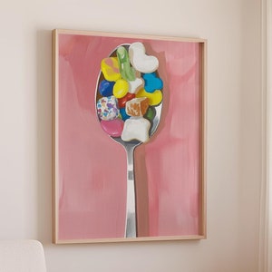 Lucky Charms Art Print: Playful Cereal Painting (Digital Download), Breakfast Nook Wall Decor