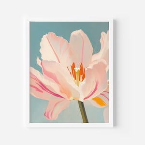 Hibiscus flower Print, Floral Printable Art, Flower Market Poster, Digital Art download, Peach Hibiscus Floral Art, Pastel Flower painting