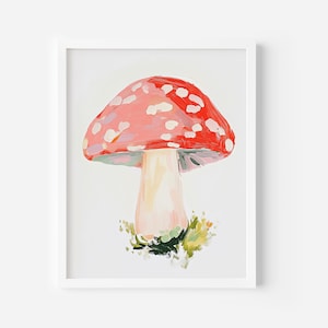 Mushroom print, mushroom wall decor, woodland wall art, cottagecore print, mushroom nursery decor, minimalist wall art, whimsical print