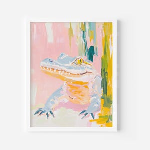 Crocodile Wall Art, reptil prints, Whimsical Alligator, Trendy Crocodile Art, Soft Colours ,Safari Print,Wild Animal Portrait Poster,modern