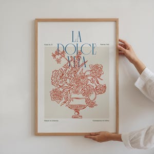 Póster de florero Dolce Vita, impresión de La Dolce Vita, estética de dinero antiguo, decoración de florero bohemio, impresión de arte floral, cita positiva, impresiones de letras