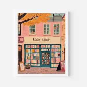 Book Shop New York Art Print, Reading Nook Print, Bookish Home Decor, Book Lover Gift, Book Store Printable, Digital Download, Boho Book Art