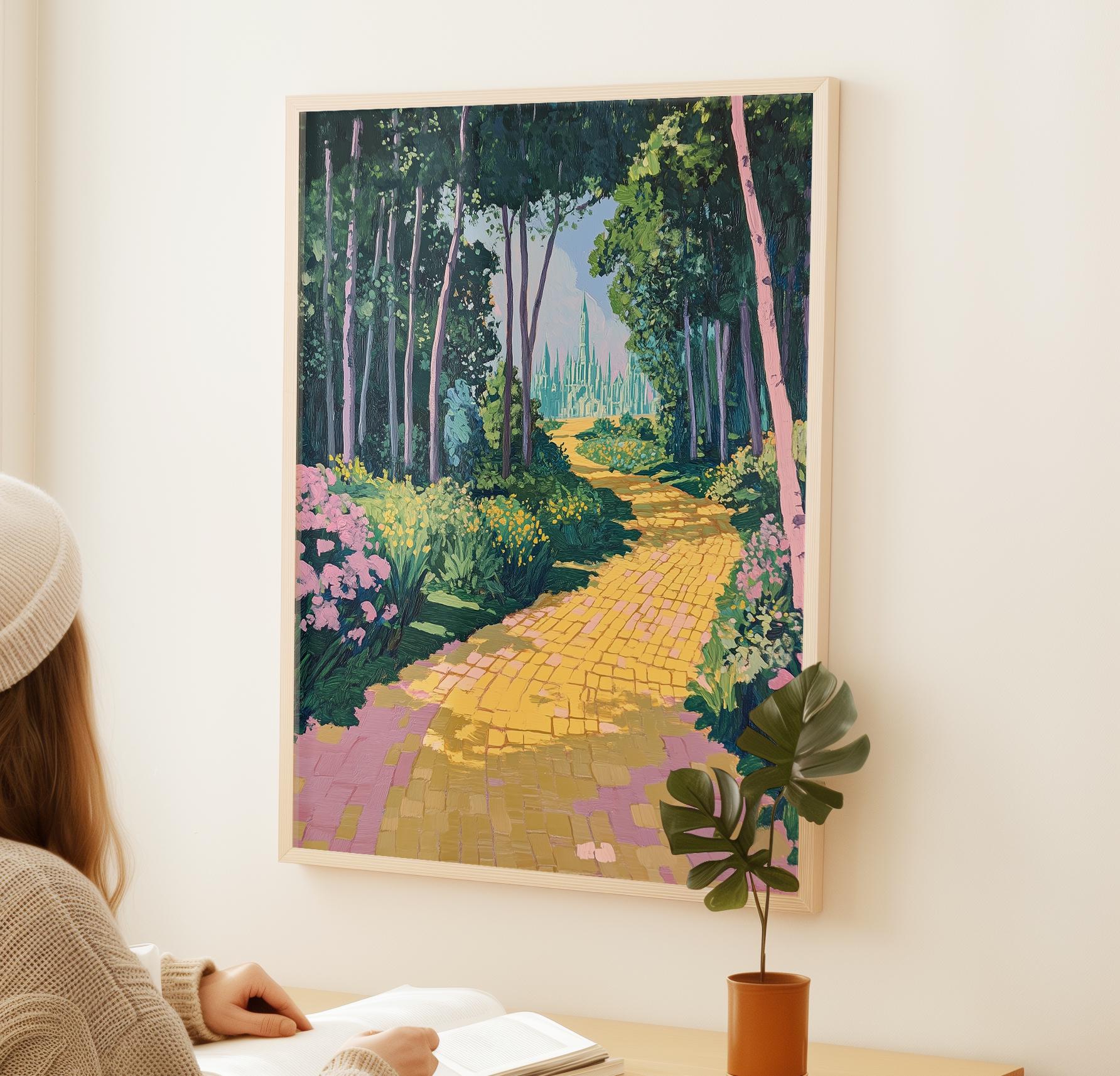 Yellow Brick Road Pastel Painting: Whimsical Nursery Art (digital 