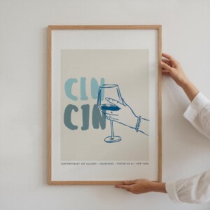 Cin Cin Print, Retro Wine Print, Boho Bar Cart Art, Vintage Cocktail Poster, Retro drink Print, Vintage Wine Print, Cheers Print,Wine Poster