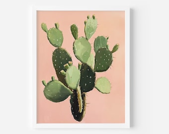 Boho Cactus Art Print: Girly Desert Botanical (Digital Download), Preppy dorm decor